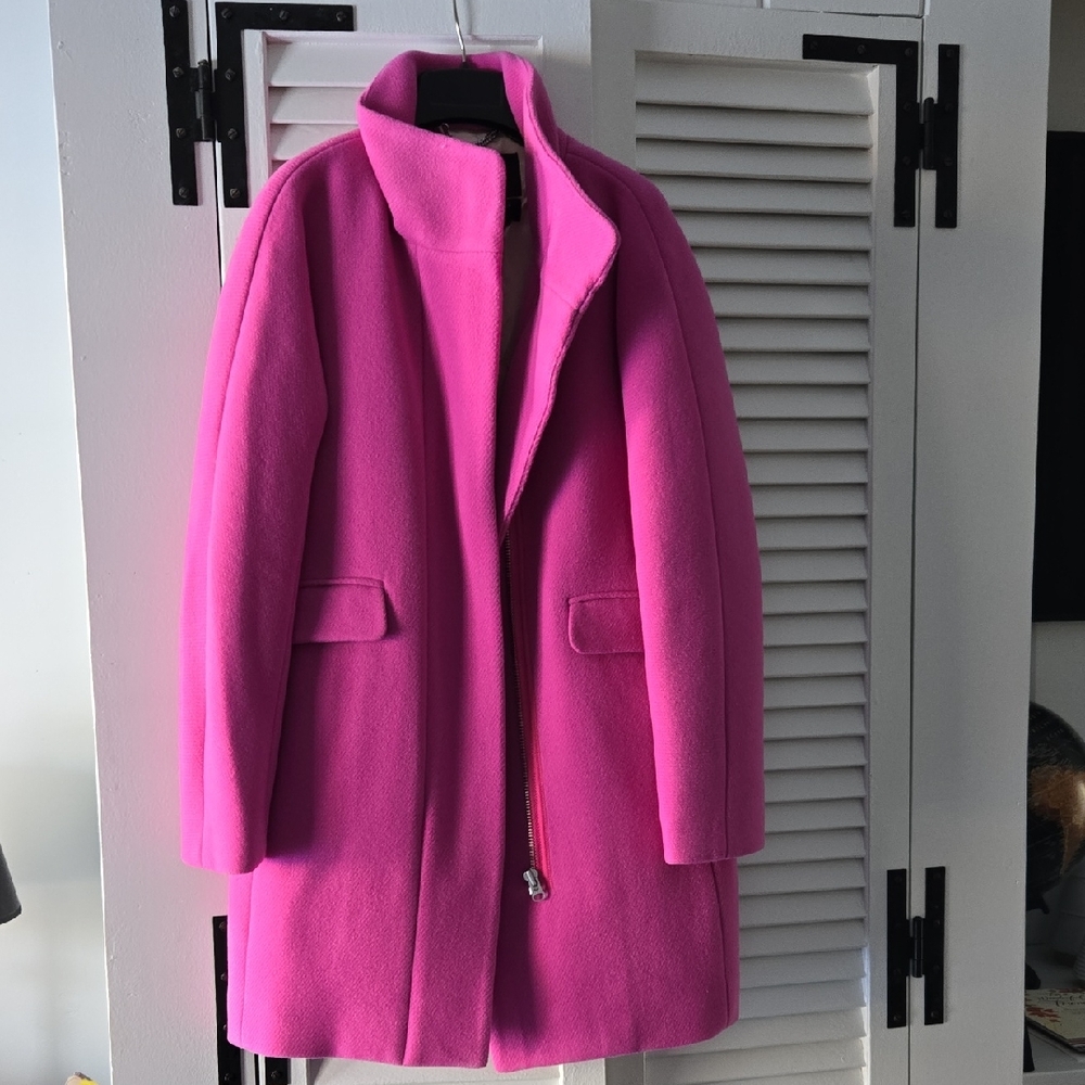 J. Crew Vibrant Pink Pea Coat